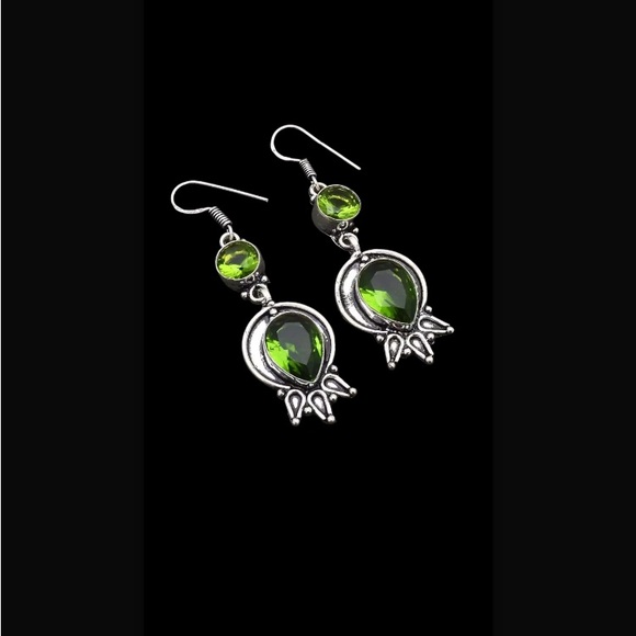 Peridot Handcrafted Drop Dangle Hook Style Earrings 2.32" Long Made In India NWT - Picture 16 of 16